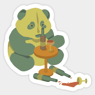 Panda loves a glass of wine a day Sticker